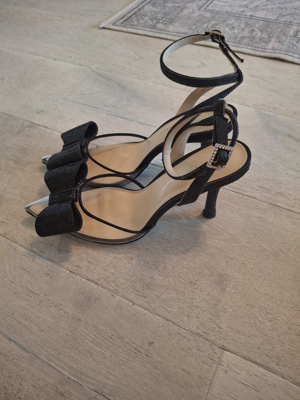 Betsey Johnson Black Bow Ankle-Strap Dress Sandals - Picture 3 of 6